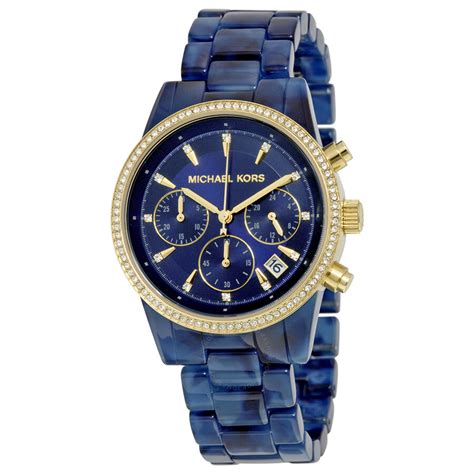 michael kors blue watch womens|Michael Kors blue chronograph.